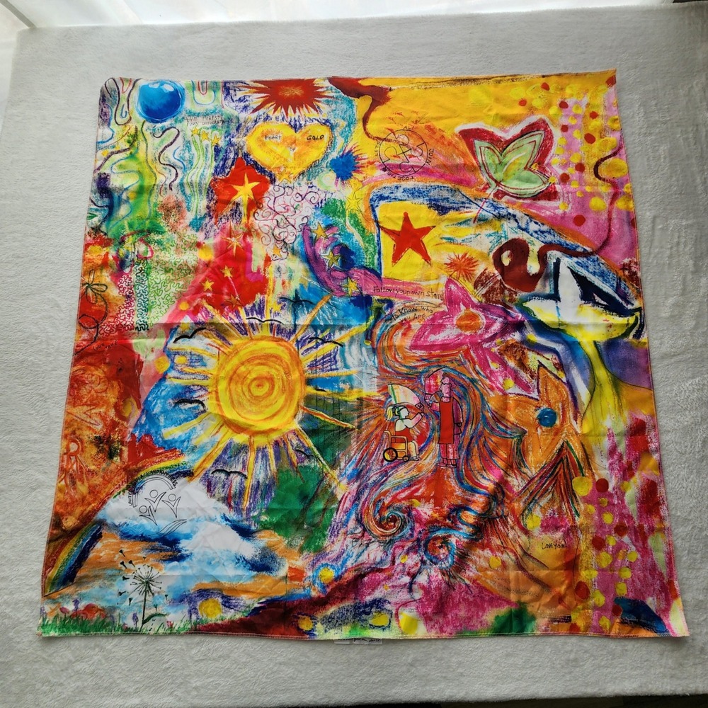 Lush Follow Your Own Star Knot Wrap 39" Multicolor Recycled Scarf Art Celestial